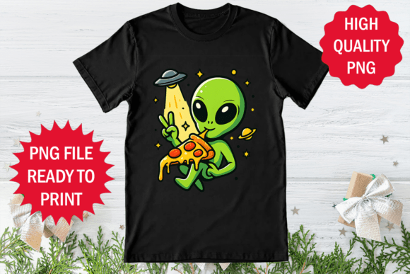 Alien Eating Pizza Ufo T-Shirt Design Review