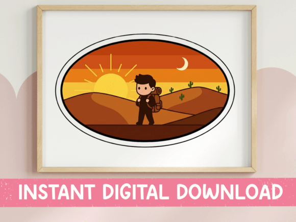 Cute Kawaii Desert Hiker Sunset Badge Review