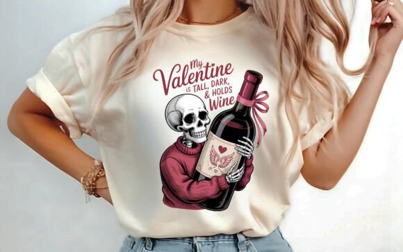 Skeleton Wine Valentine Shirt PNG Review